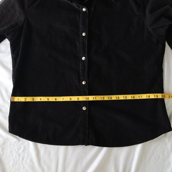 Black Corduroy Ladies Shirt - Size L - Snaps - Picture 6 of 12